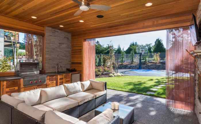 Modern Outdoor Kitchen and Pool House Design Backyard Entertainment: Outdoor Living and Dining Essentials